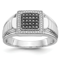 14k White Gold Black and White Diamond Mens Ring-RM5826