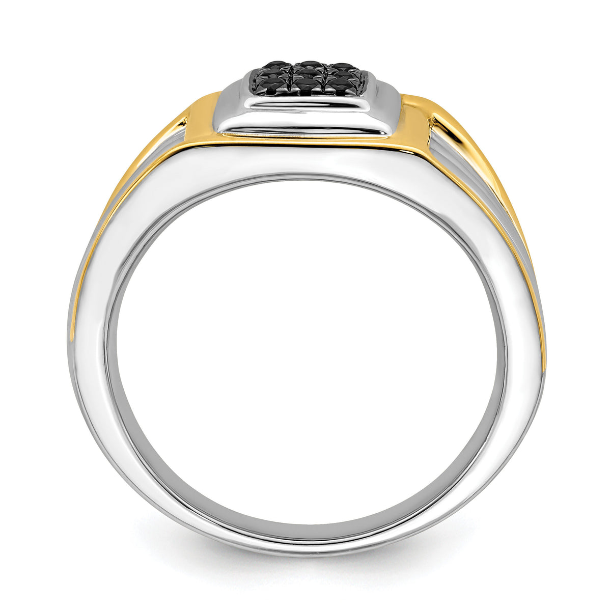14k Two-tone Black Diamond Mens Ring-RM5827