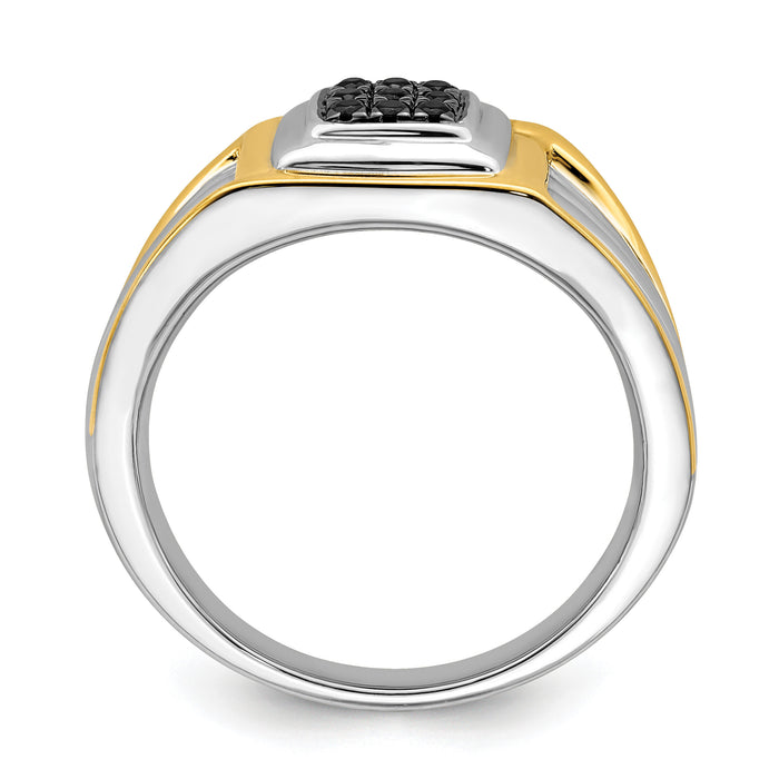14k Two-tone Black Diamond Mens Ring-RM5827