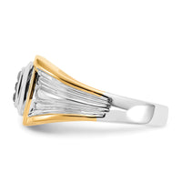 14k Two-tone Black Diamond Mens Ring-RM5827