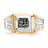 14k Two-tone Black Diamond Mens Ring-RM5827