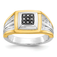14k Two-tone Black Diamond Mens Ring-RM5827