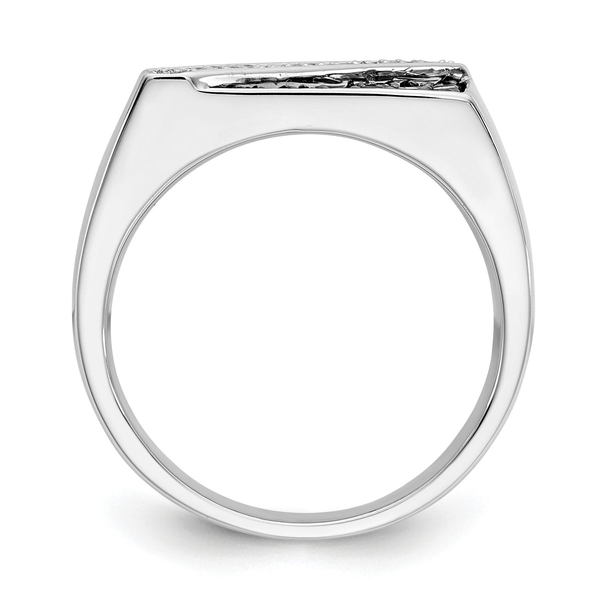 14k White Gold Black and White Diamond Mens Ring-RM5829