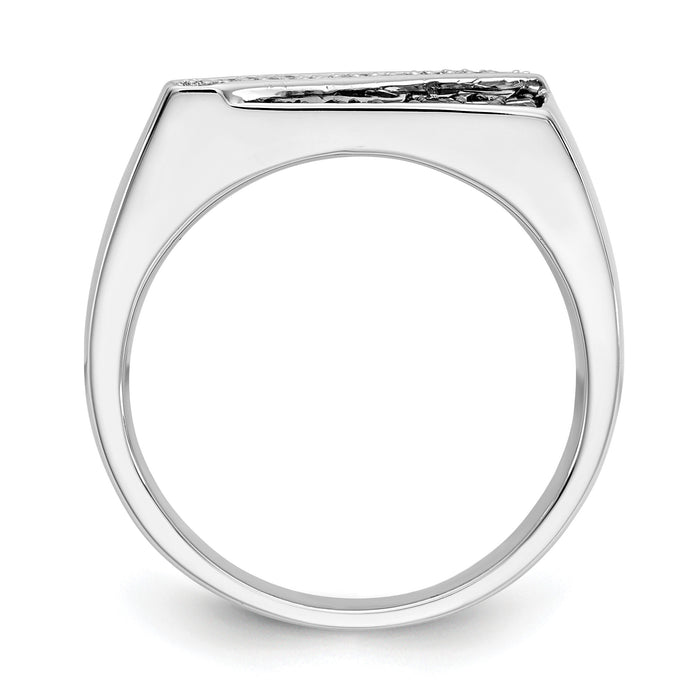14k White Gold Black and White Diamond Mens Ring-RM5829
