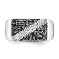 14k White Gold Black and White Diamond Mens Ring-RM5829