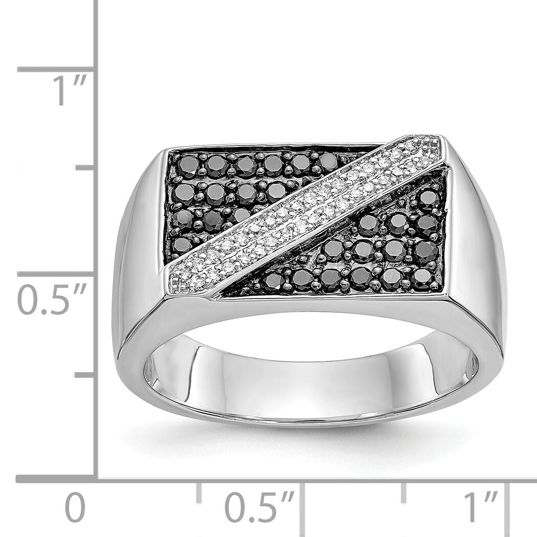14k White Gold Black and White Diamond Mens Ring-RM5829