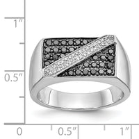 14k White Gold Black and White Diamond Mens Ring-RM5829