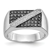 14k White Gold Black and White Diamond Mens Ring-RM5829