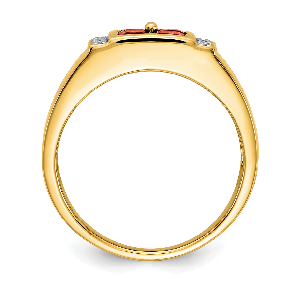 14k Created Ruby and Diamond Mens Ring-RM5830