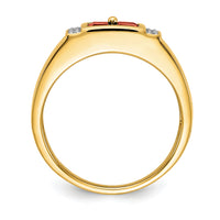 14k Created Ruby and Diamond Mens Ring-RM5830