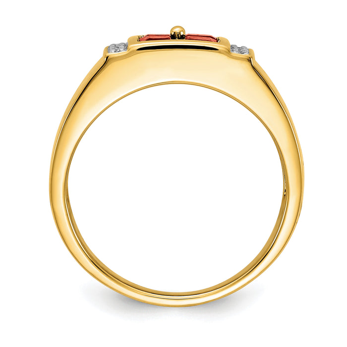 14k Created Ruby and Diamond Mens Ring-RM5830