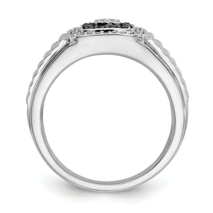 14k White Gold Black and White Diamond Mens Ring-RM5831