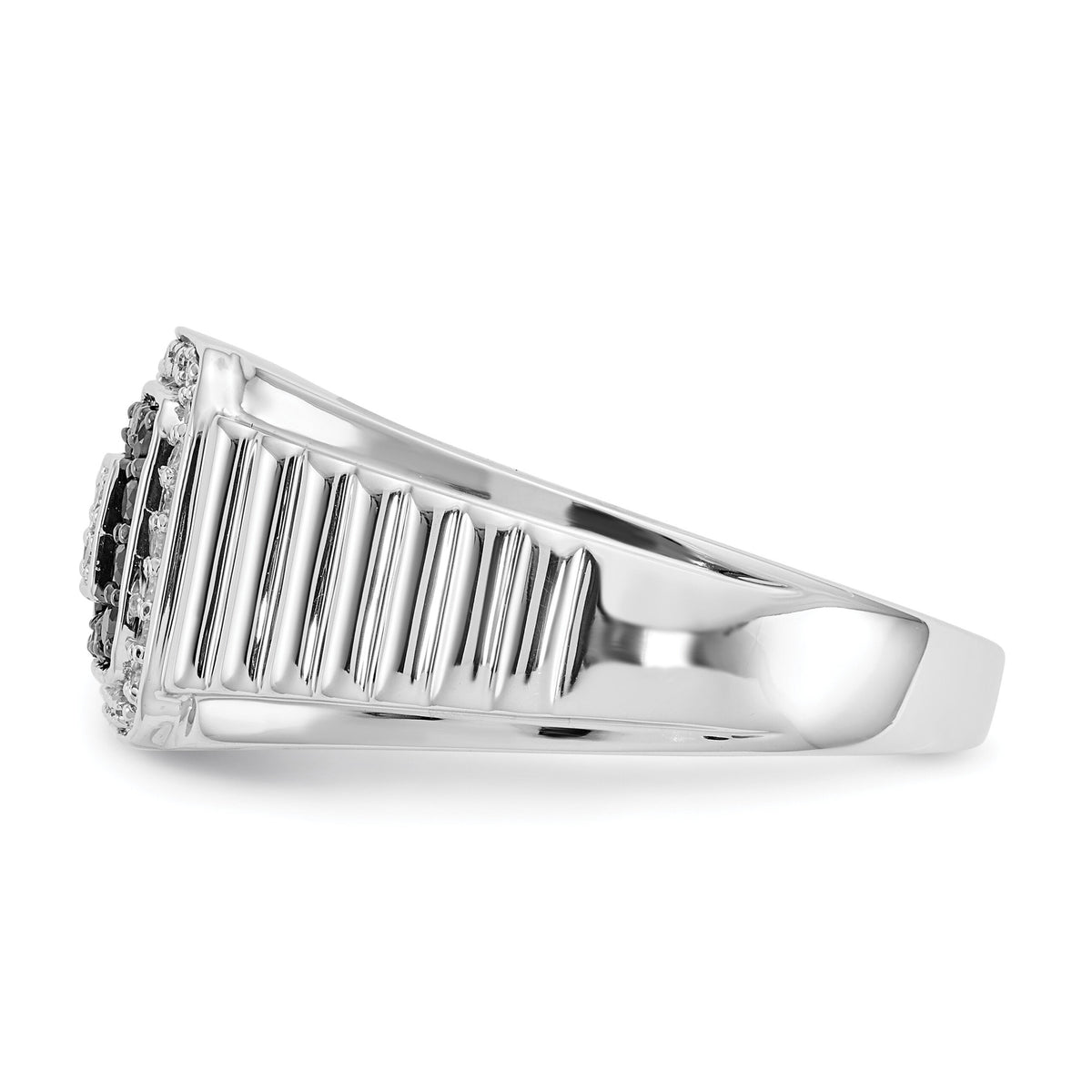 14k White Gold Black and White Diamond Mens Ring-RM5831