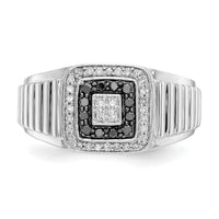 14k White Gold Black and White Diamond Mens Ring-RM5831