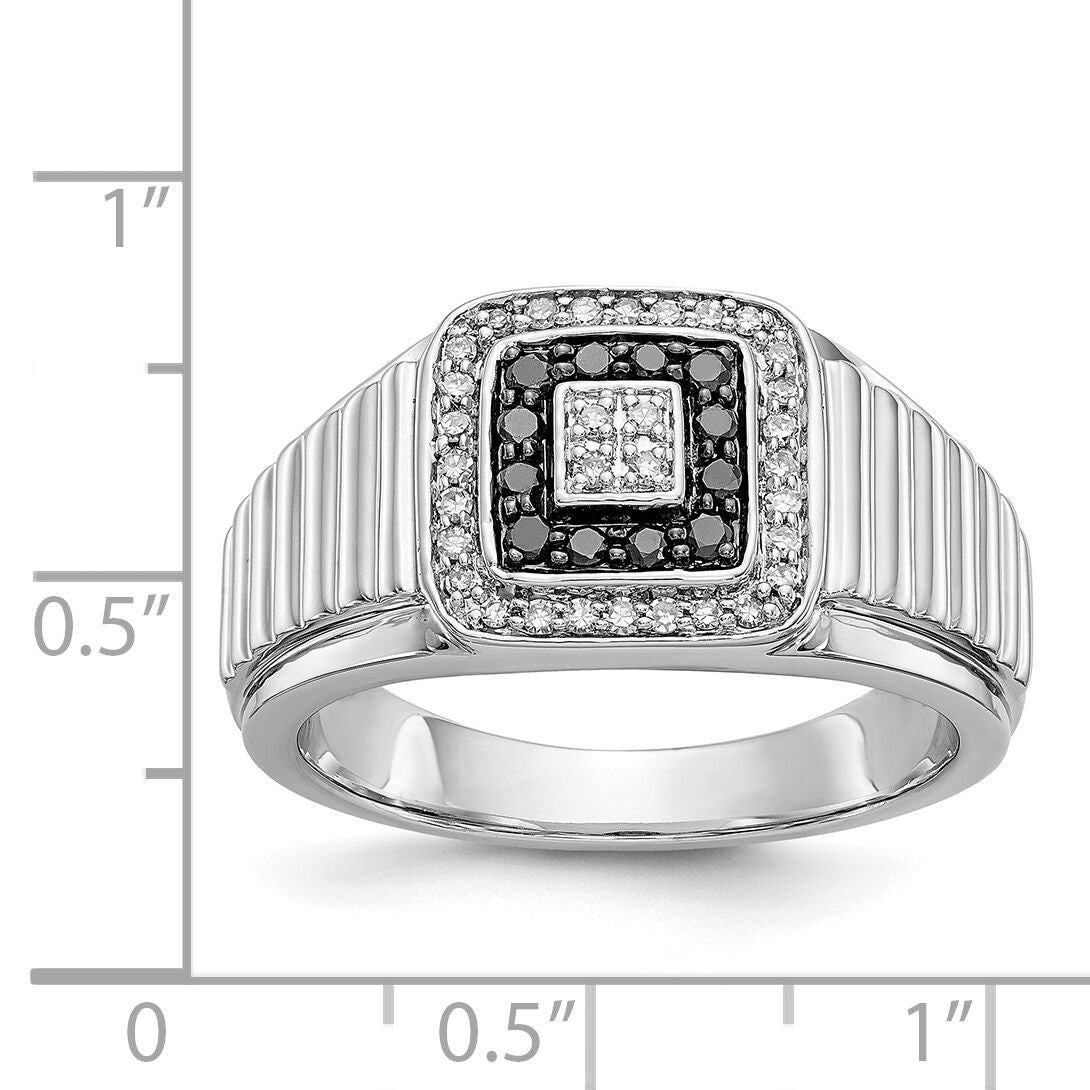 14k White Gold Black and White Diamond Mens Ring-RM5831