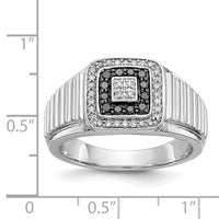 14k White Gold Black and White Diamond Mens Ring-RM5831