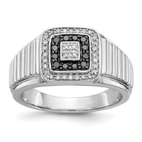 14k White Gold Black and White Diamond Mens Ring-RM5831