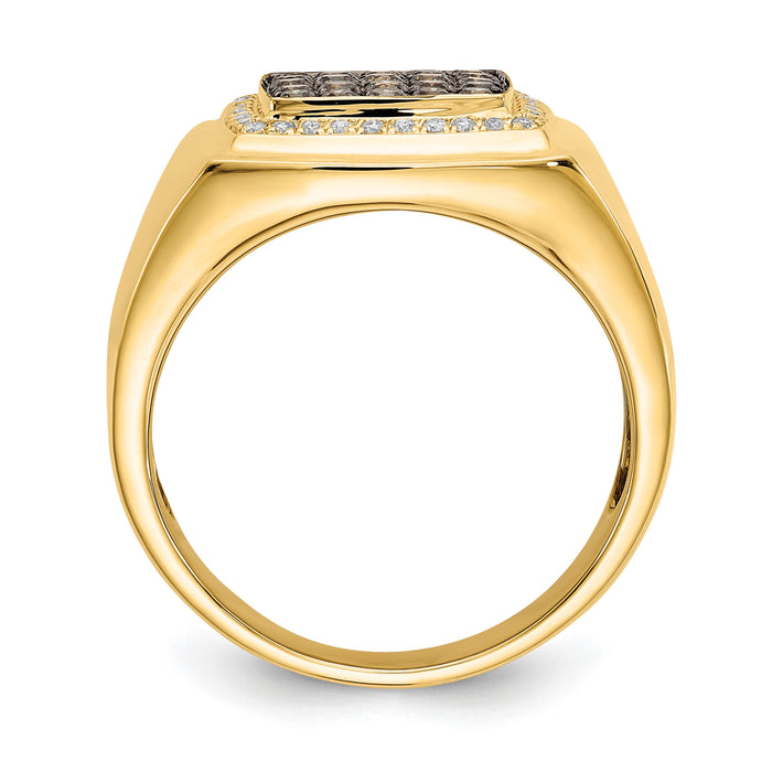 14k Champagne and White Diamond Mens Ring-RM5833