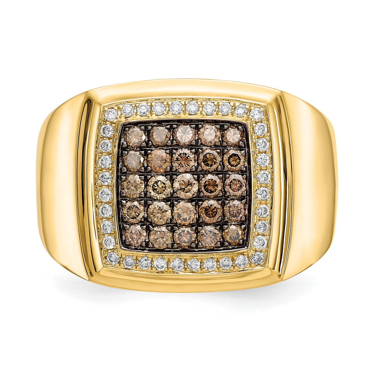 14k Champagne and White Diamond Mens Ring-RM5833