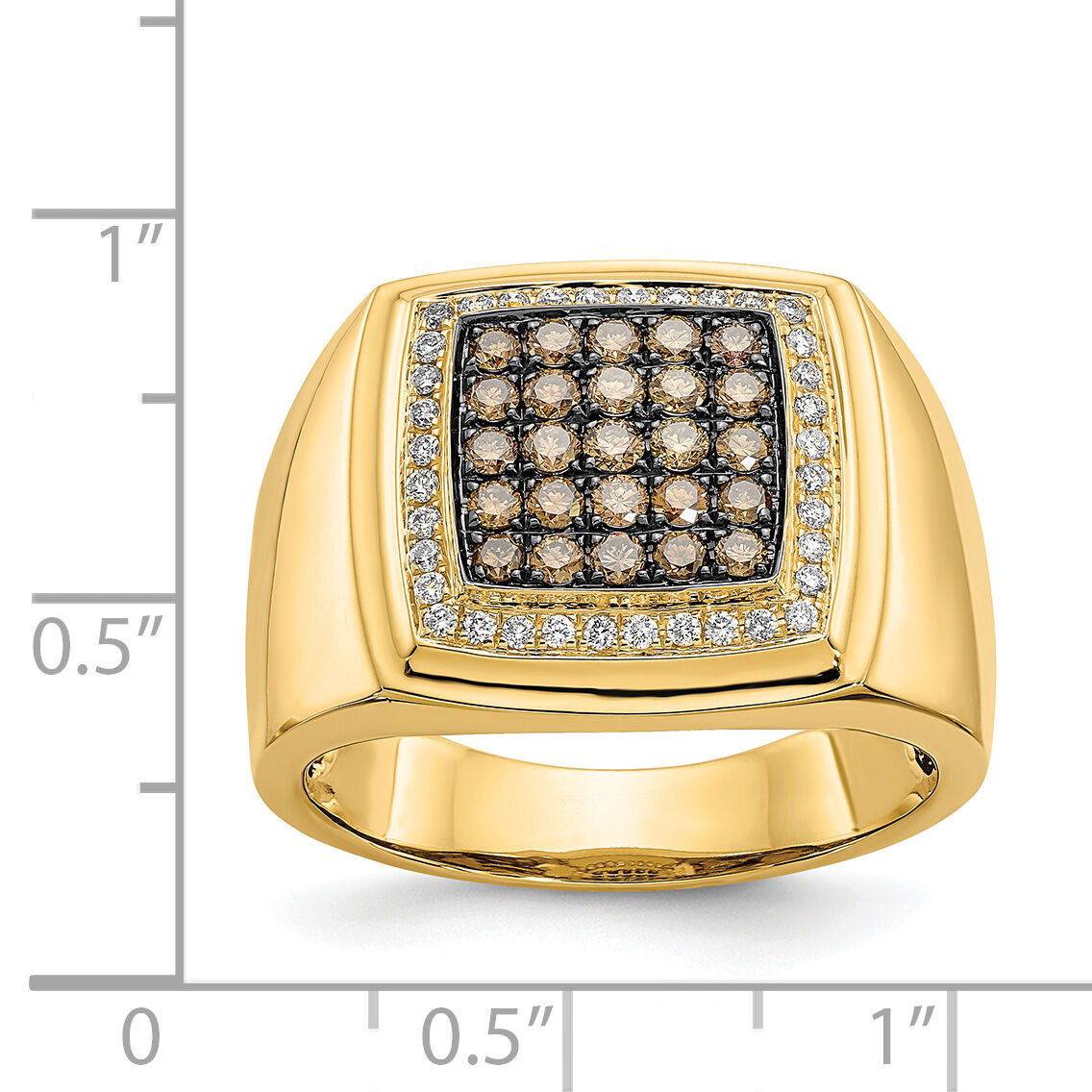 14k Champagne and White Diamond Mens Ring-RM5833
