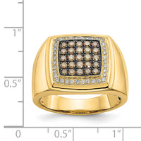 14k Champagne and White Diamond Mens Ring-RM5833