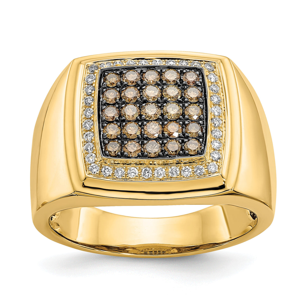 14k Champagne and White Diamond Mens Ring-RM5833