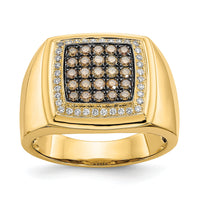 14k Champagne and White Diamond Mens Ring-RM5833