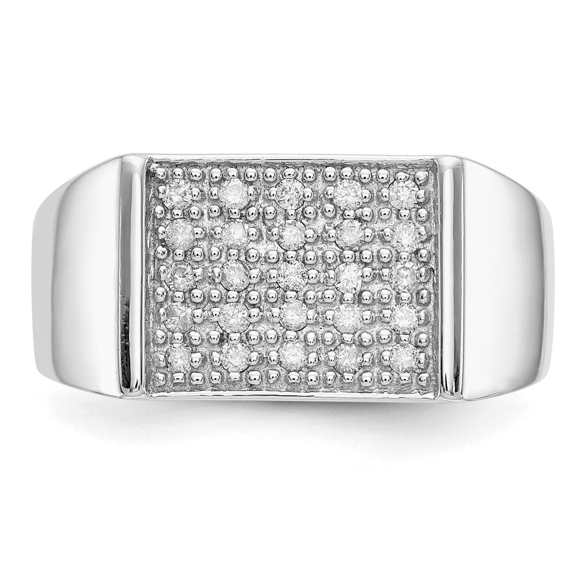 14k White Gold Diamond Mens Ring-RM5834