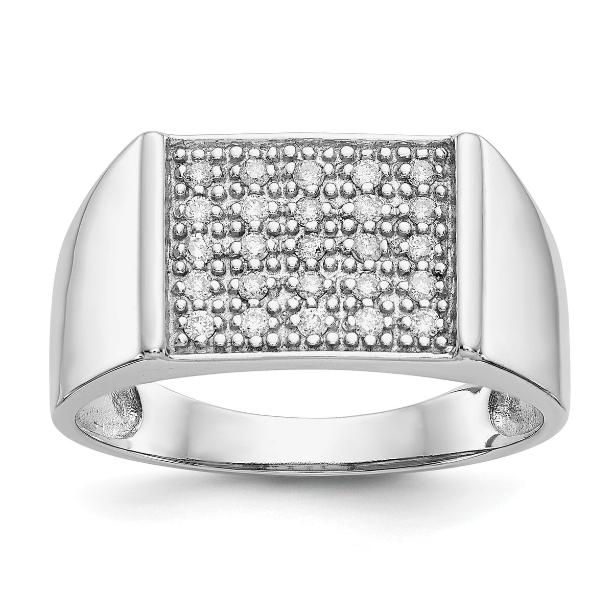 14k White Gold Diamond Mens Ring-RM5834