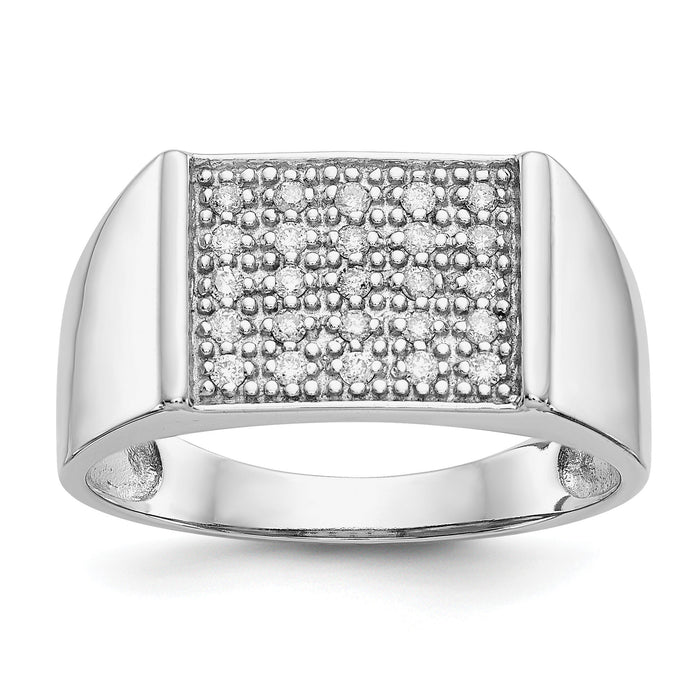 14k White Gold Diamond Mens Ring-RM5834