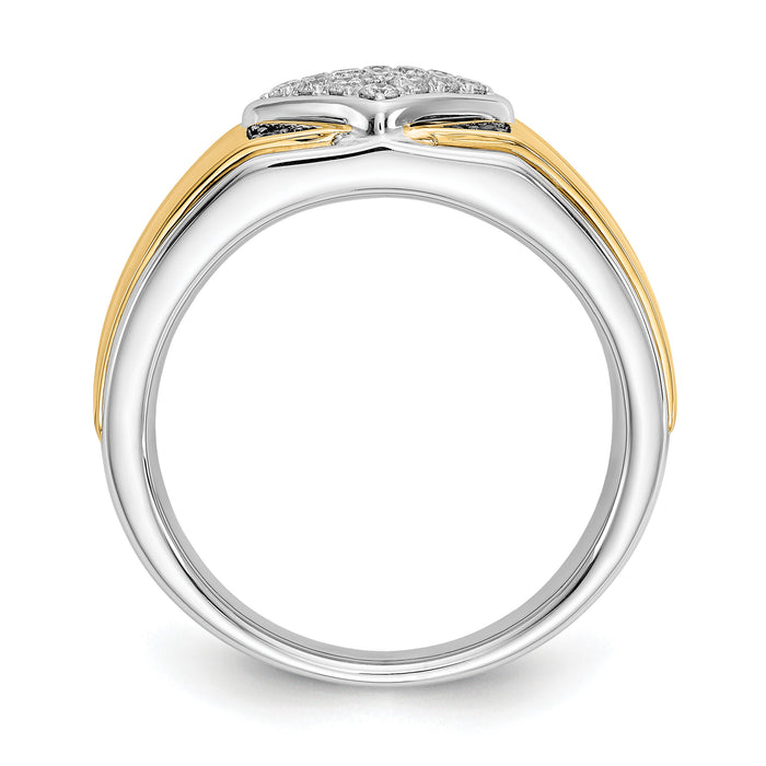 14k Two-tone Black and White Diamond Mens Ring-RM5836