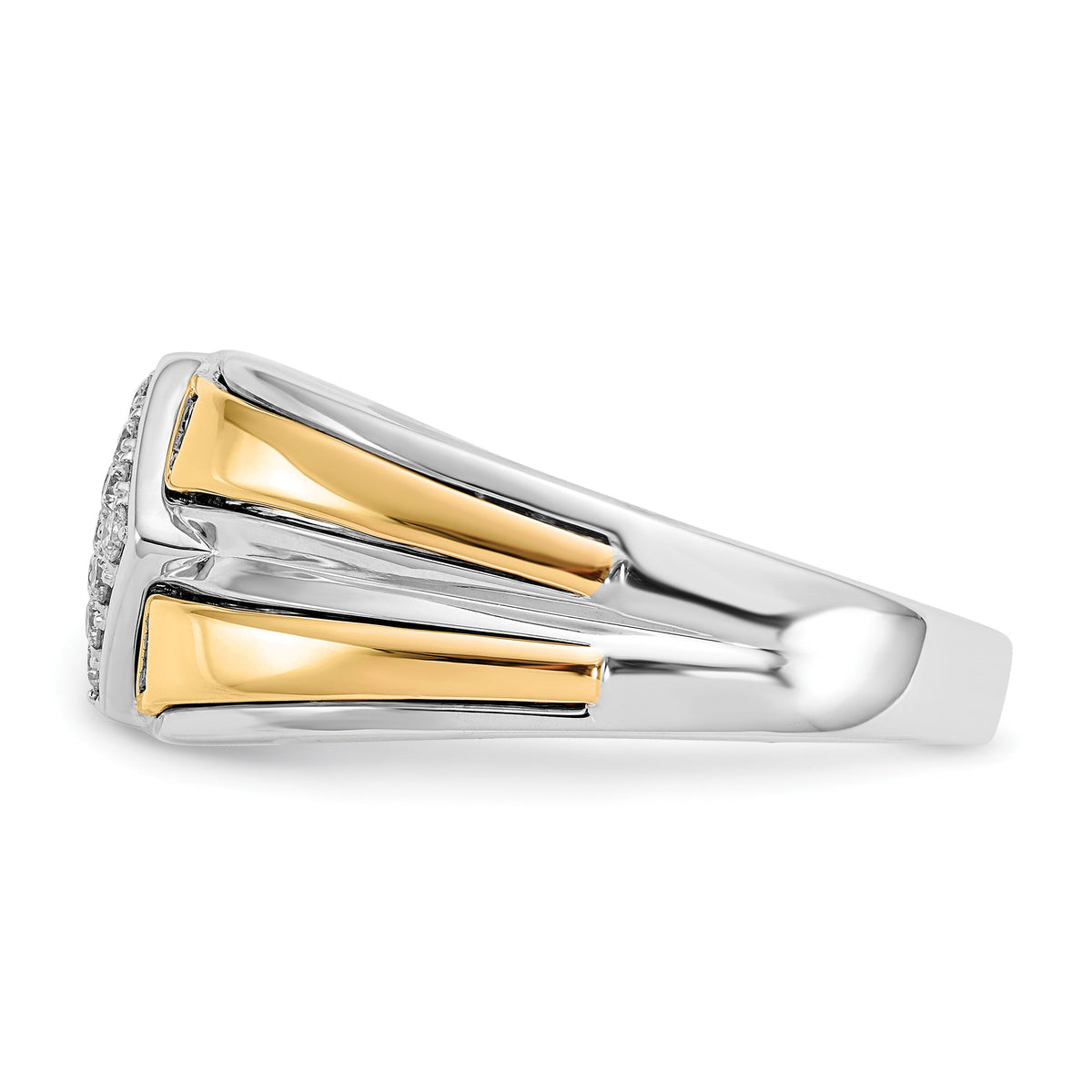 14k Two-tone Black and White Diamond Mens Ring-RM5836