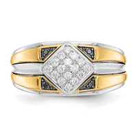 14k Two-tone Black and White Diamond Mens Ring-RM5836