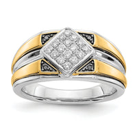 14k Two-tone Black and White Diamond Mens Ring-RM5836