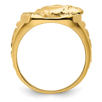14k Horseshoe w/Horse in Center Mens Ring Mounting-RM5837