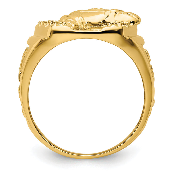 14k Horseshoe w/Horse in Center Mens Ring Mounting-RM5837