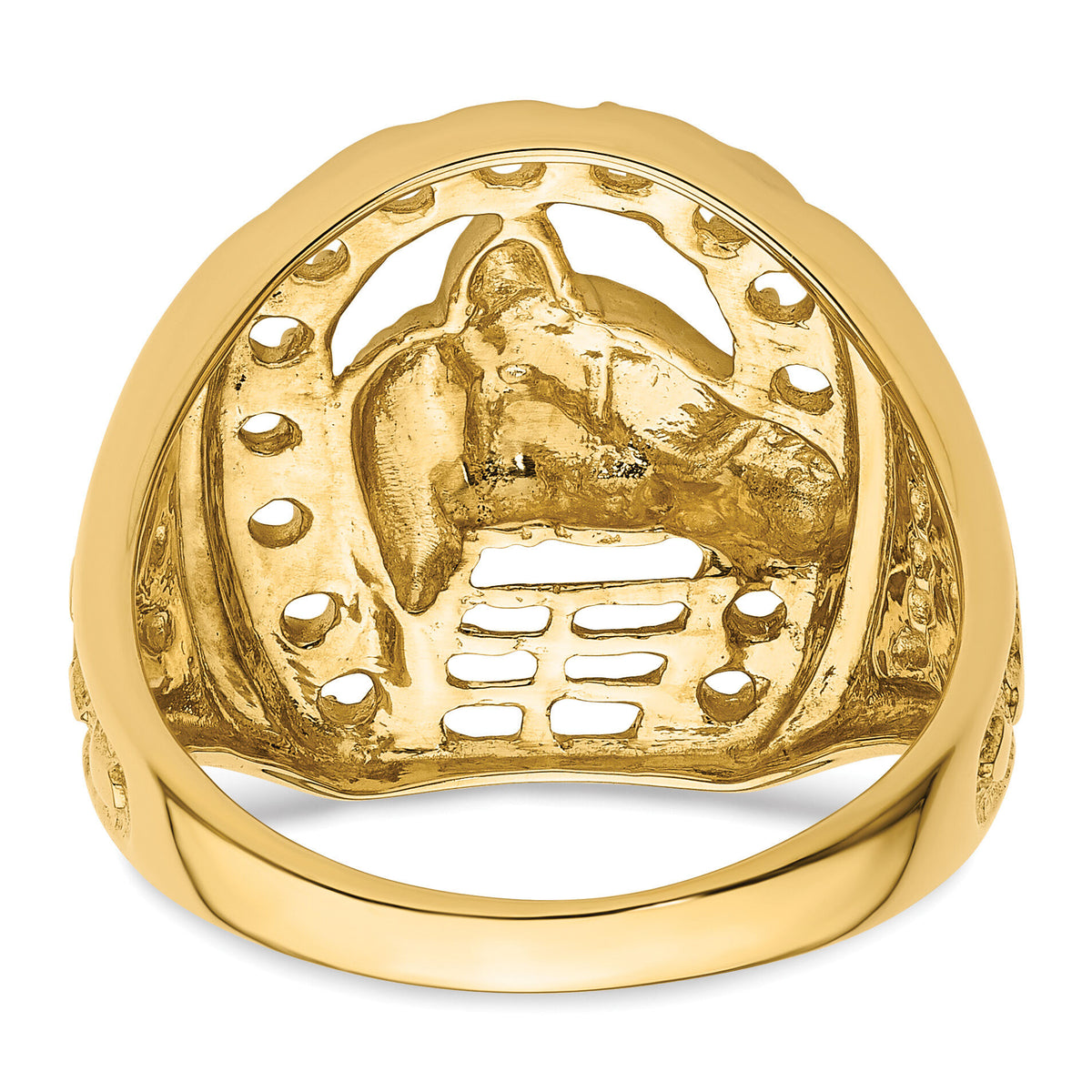 14k Horseshoe w/Horse in Center Mens Ring Mounting-RM5837