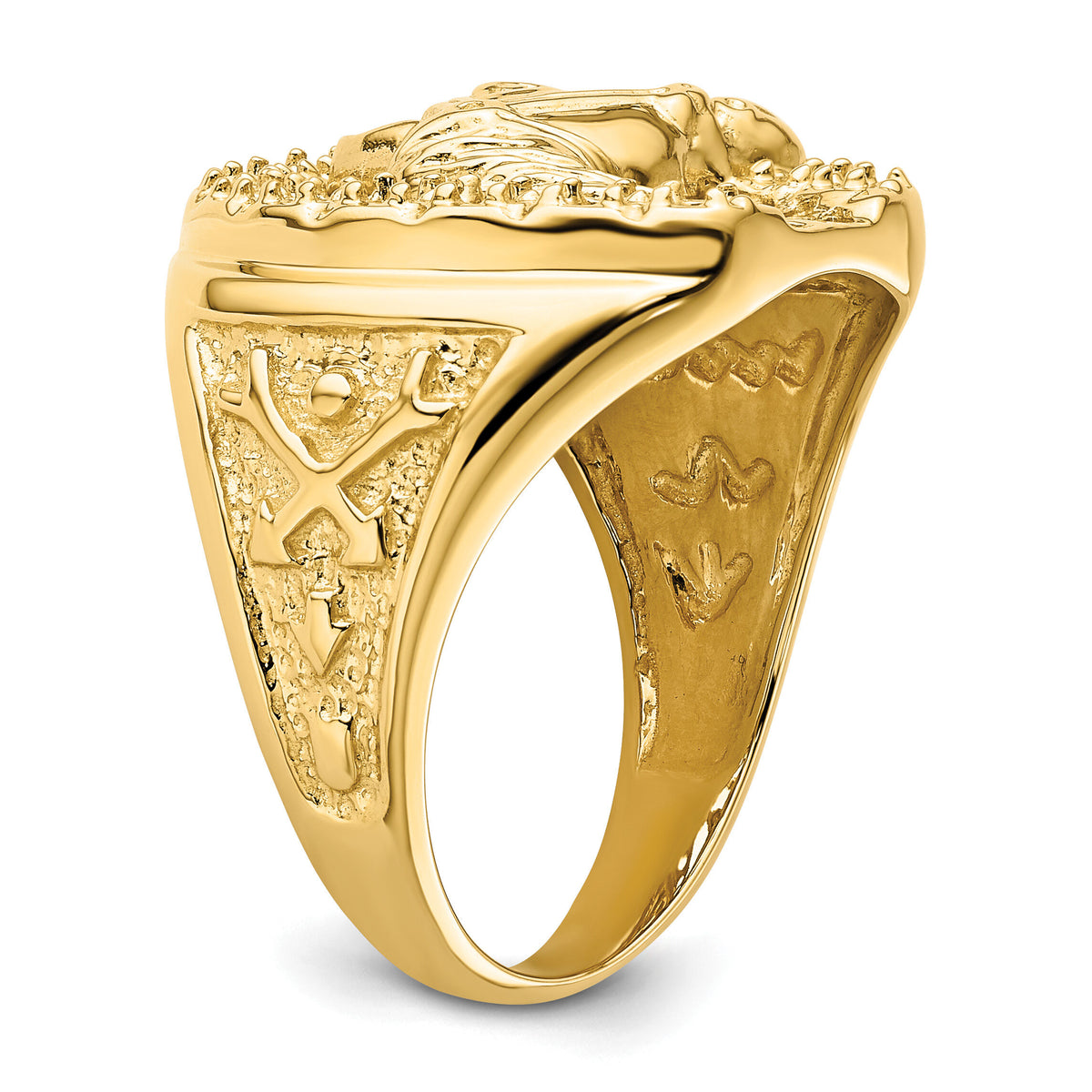 14k Horseshoe w/Horse in Center Mens Ring Mounting-RM5837