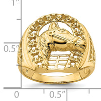14k Horseshoe w/Horse in Center Mens Ring Mounting-RM5837