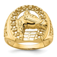 14k Horseshoe w/Horse in Center Mens Ring Mounting-RM5837