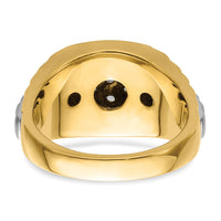 14k Two-tone Fancy Ridged-Sides Mens Diamond Ring Mounting-RM5840
