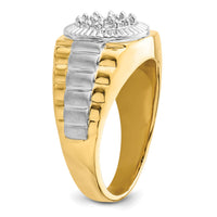 14k Two-tone Fancy Ridged-Sides Mens Diamond Ring Mounting-RM5840