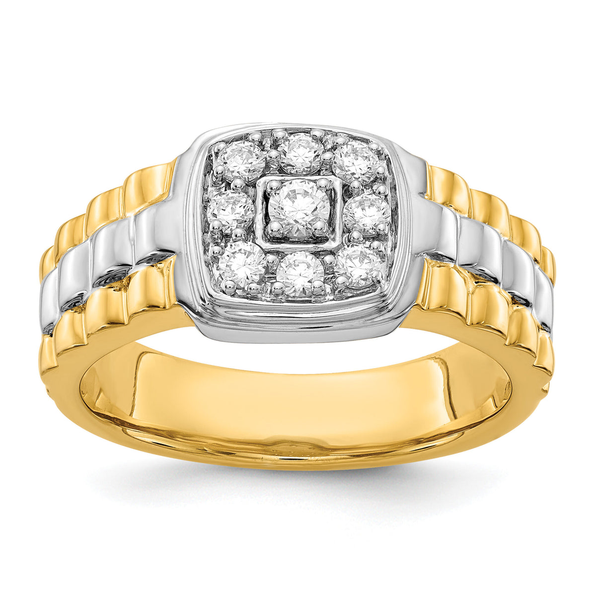 14k Two-tone Diamond Mens Ring-RM5842