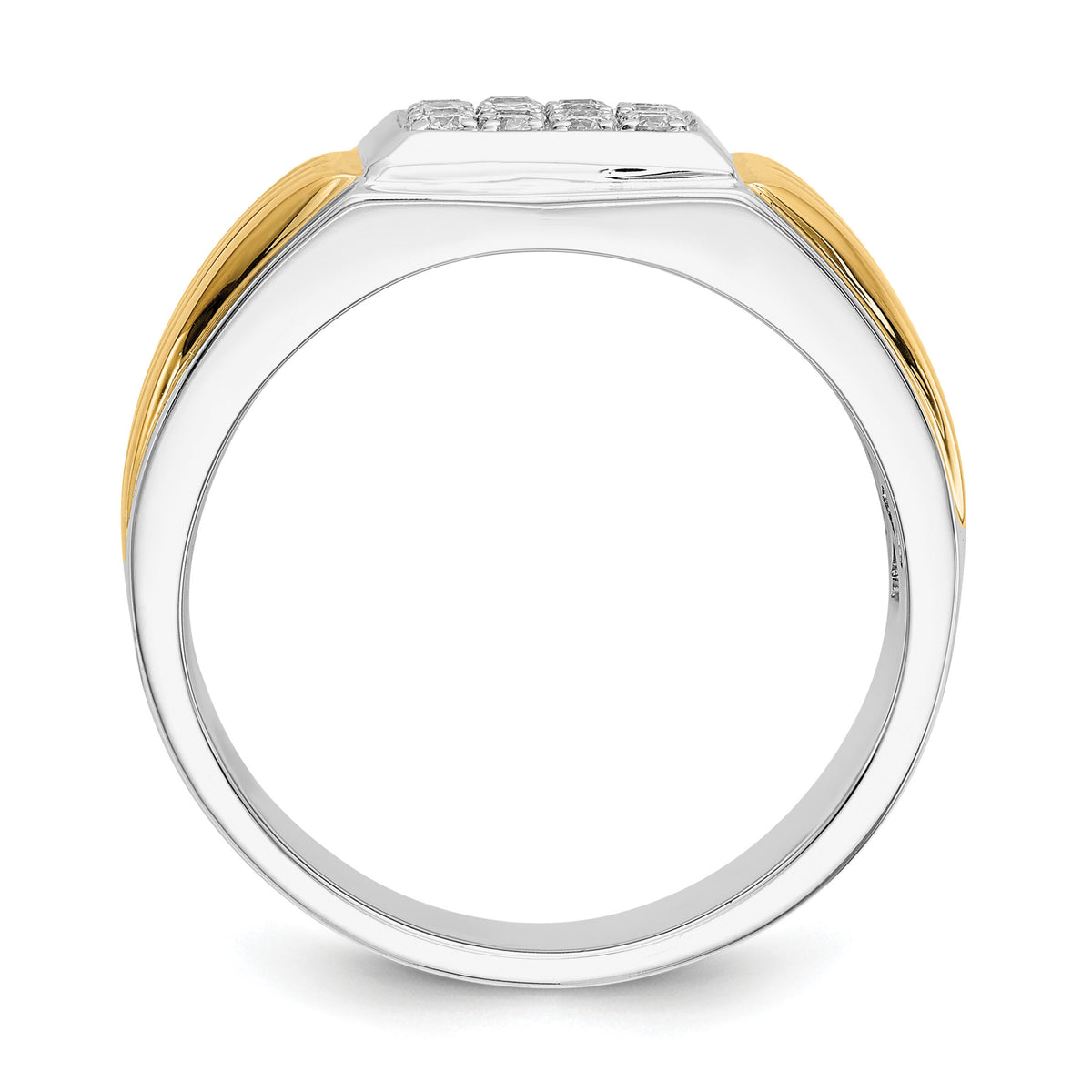 14k Two-tone Diamond Square Mens Ring-RM5843