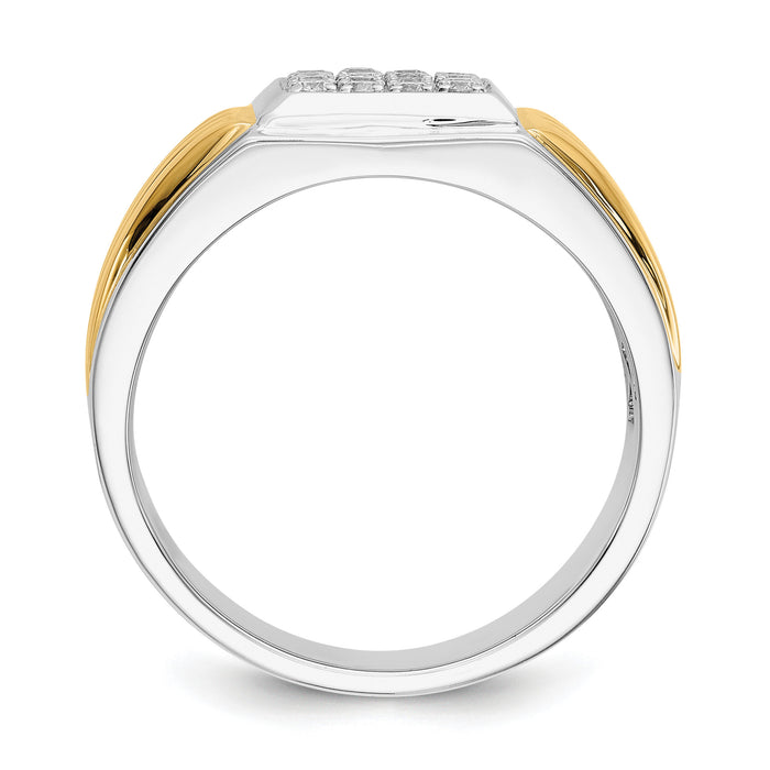 14k Two-tone Diamond Square Mens Ring-RM5843