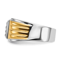14k Two-tone Diamond Square Mens Ring-RM5843