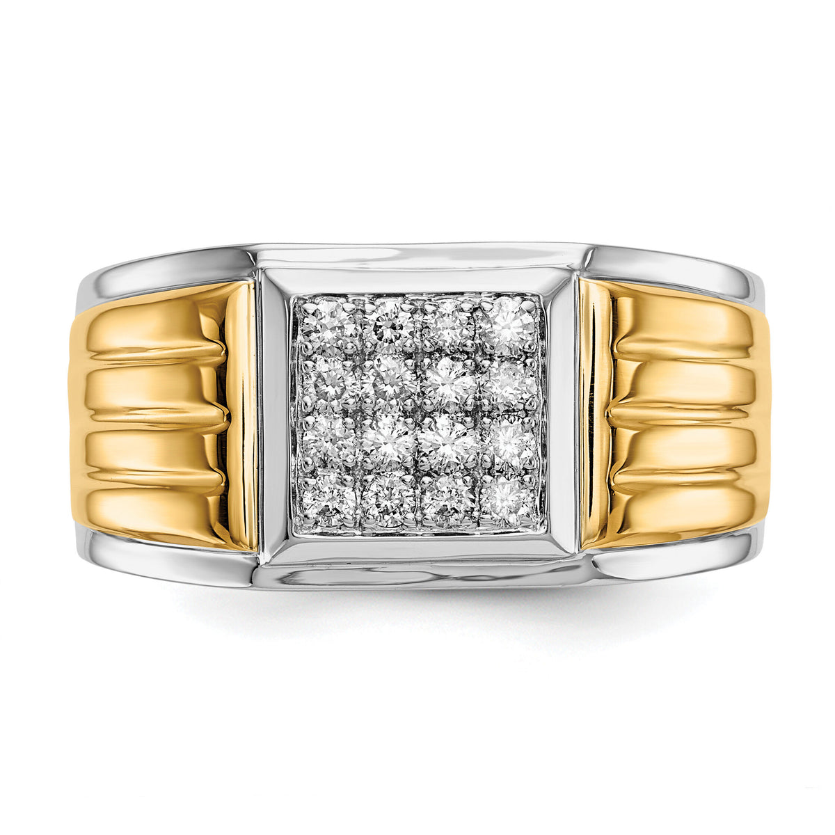 14k Two-tone Diamond Square Mens Ring-RM5843