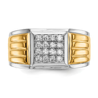 14k Two-tone Diamond Square Mens Ring-RM5843