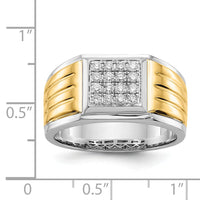 14k Two-tone Diamond Square Mens Ring-RM5843