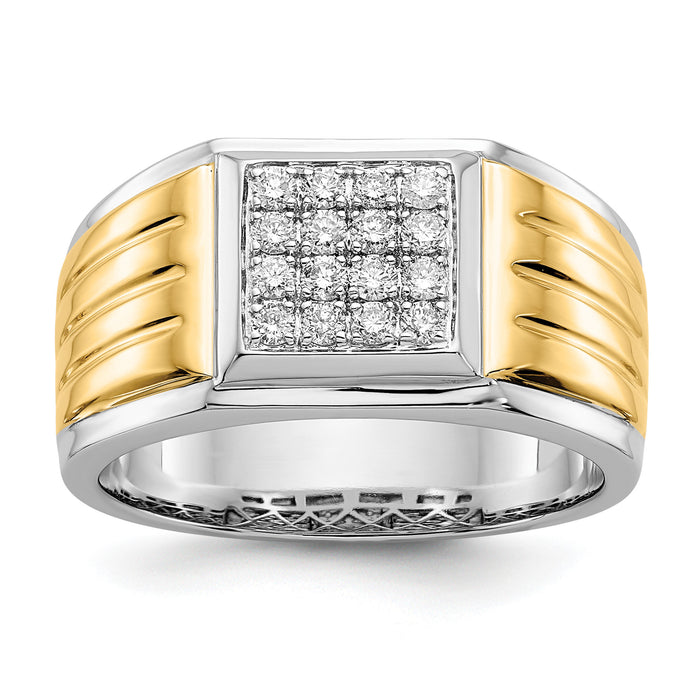 14k Two-tone Diamond Square Mens Ring-RM5843